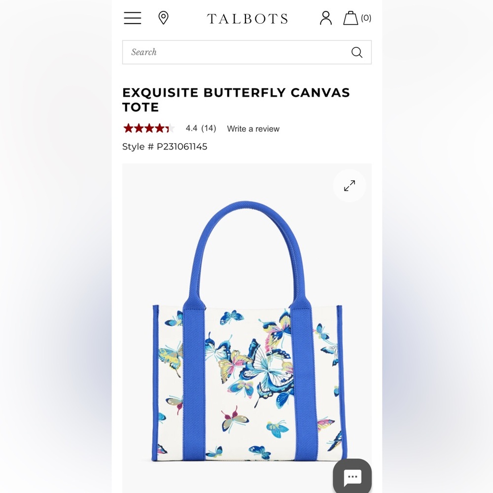 Talbots Butterfly Tote NWTS